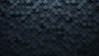 © RocknRoller Studios - Futuristic, Dark 3D background, with a Fish Scale block structure. Wall texture with a 3D tile pattern. 3D Render
