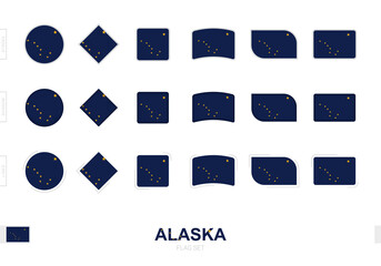 Wall Mural - Alaska flag set, simple flags of Alaska with three different effects.