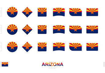 Wall Mural - Arizona flag set, simple flags of Arizona with three different effects.