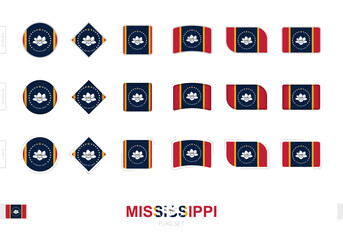 Wall Mural - Mississippi flag set, simple flags of Mississippi with three different effects.