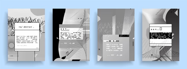 Wall Mural - Covers templates set with graphic geometric elements. Applicable for brochures, posters, covers and banners. Vector illustrations.