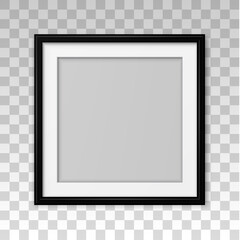 Wall Mural - square mockup black frame photo on wall. mock up artwork picture framed. horizontal boarder. empty b