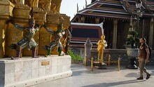 Tourist In Golden Temple Wat Phra Kaew In Bngkok Thailand