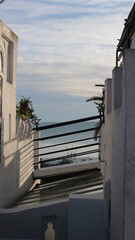 A view of the port between two buildings Tangier