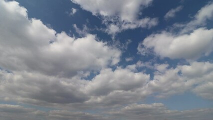 Canvas Print - Blue beautiful sky and white cumulus clouds