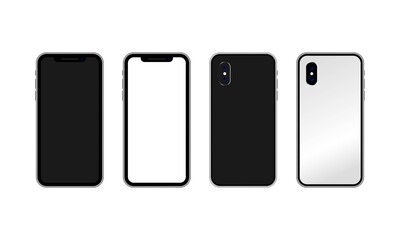 Wall Mural - realistic smartphone mockup set. cellphone frame with blank display isolated templates. mobile devic