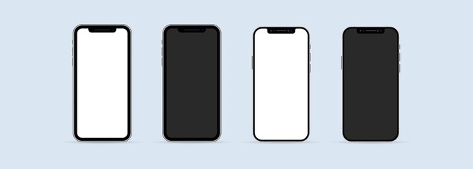 Wall Mural - realistic smartphone mockup set. phone frame with blank display isolated templates. mobile device co