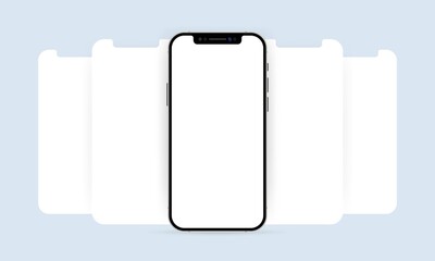 Realistick smartphone with carousel screen mock up. Screenshoot concept. Can be used for business, marketing and advertising. Vector EPS 10. Isolated on white background