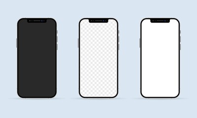 Wall Mural - realistic smartphone screen mockup set. phone frame with blank display templates. mobile device conc
