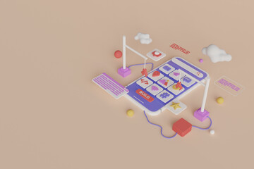 3d rendering - mobile app development illustration