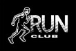 Run club. The running Man, logo, emblem on a dark background. Vector illustration.