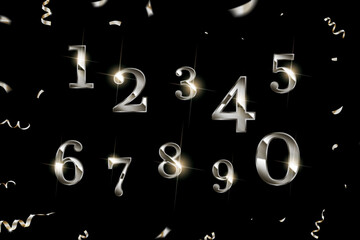 Canvas Print - Set of Elegant Silver numbers.