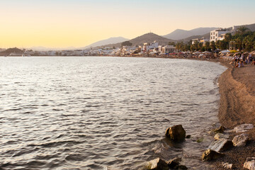 Sticker - Beautiful View of Bodrum Beach At Sunset.