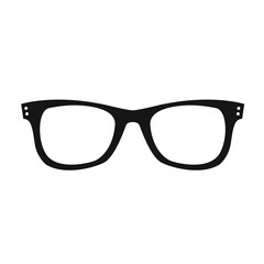 Retro glasses icon isolated on white background. Retro black rimmed glasses. Vintage optics lens frame trend. illustration.