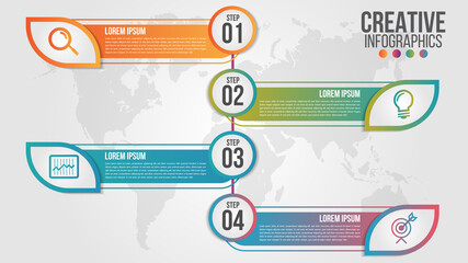 Wall Mural - infographic modern timeline design vector template for business with 4 steps or options illustrate a