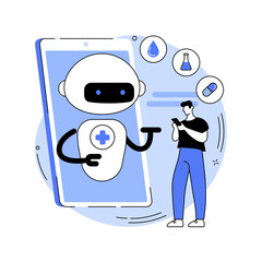 Sticker - Chatbot in healthcare abstract concept vector illustration.