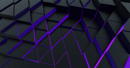 Wall Mural - abstract background with metal poly and purple glow. metallic reflection and dynamic style for busin