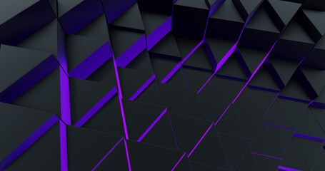 Wall Mural - triangle shapes abstract background with purple glow. for business and corporate template. 3d render