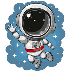 Wall Mural - cartoon astronaut flying on a space background