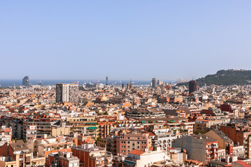 Wall Mural - View over Barcelona from the top of Tibidabo mountain