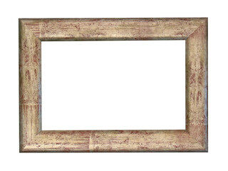 Wall Mural - Brown wooden frame for paintings. Isolated on white