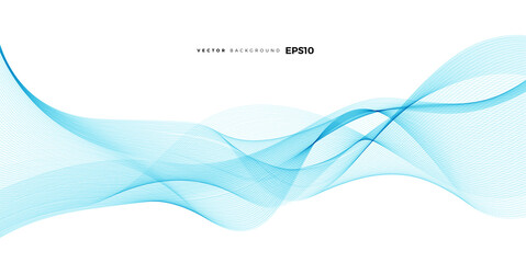 Wall Mural - Wave vector element with abstract blue lines for website, banner and brochure, Curve flow motion illustration, 
Smoke design, Vector lines, Modern background design.
