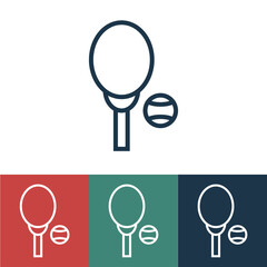 Wall Mural - Linear vector icon with tennis racket and ball