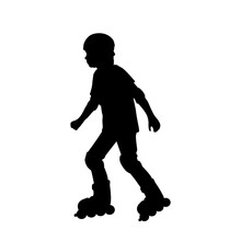 Silhouette Boy Skating On The Rollerblades
