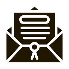 Poster - letter in envelope with seal glyph icon vector. letter in envelope with seal sign. isolated symbol illustration