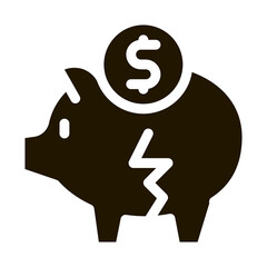 Sticker - chopped piggy bank glyph icon vector. chopped piggy bank sign. isolated symbol illustration