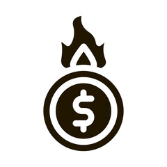 Wall Mural - cash burning glyph icon vector. cash burning sign. isolated symbol illustration