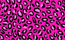 Abstract Modern Leopard Seamless Pattern. Animals Trendy Background. Pink And Black Decorative Vector Stock Illustration For Print, Card, Postcard, Fabric, Textile. Modern Ornament Of Stylized Skin