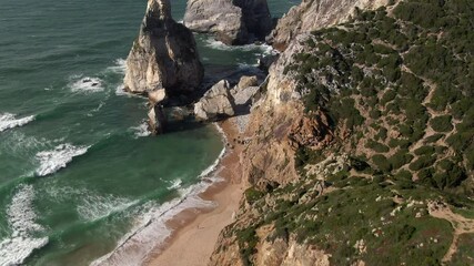 Wall Mural - Aerial view of Ursa Beach (Portuguese: Praia da Ursa) in Sintra, Portugal. 