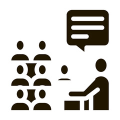 Sticker - speaker talk from tribune glyph icon vector. speaker talk from tribune sign. isolated symbol illustration