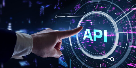 API - Application Programming Interface. Software development tool. Business, modern technology, internet and networking concept.