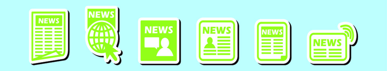 Wall Mural - set of news cartoon icon design template with various models. vector illustration isolated on blue background