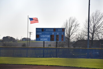 Wall Mural - Baseball Field with a Scoreboard