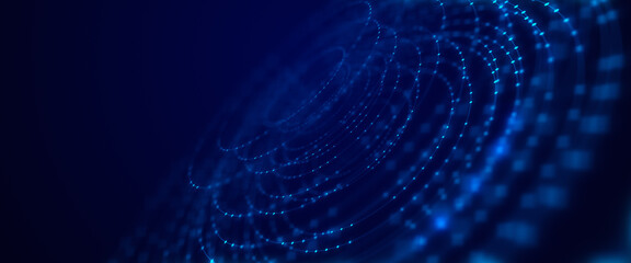 Wall Mural - abstract line circle technology background, blue technology background.