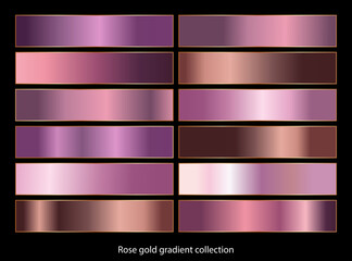 Wall Mural - Rose gold gradient backgrounds collection. Vector illustration.