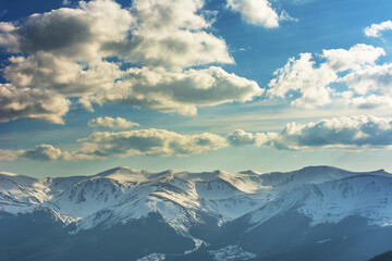 Wall Mural - Beautiful sunrise in the Carpathian mountains with fog and dramatic sky	