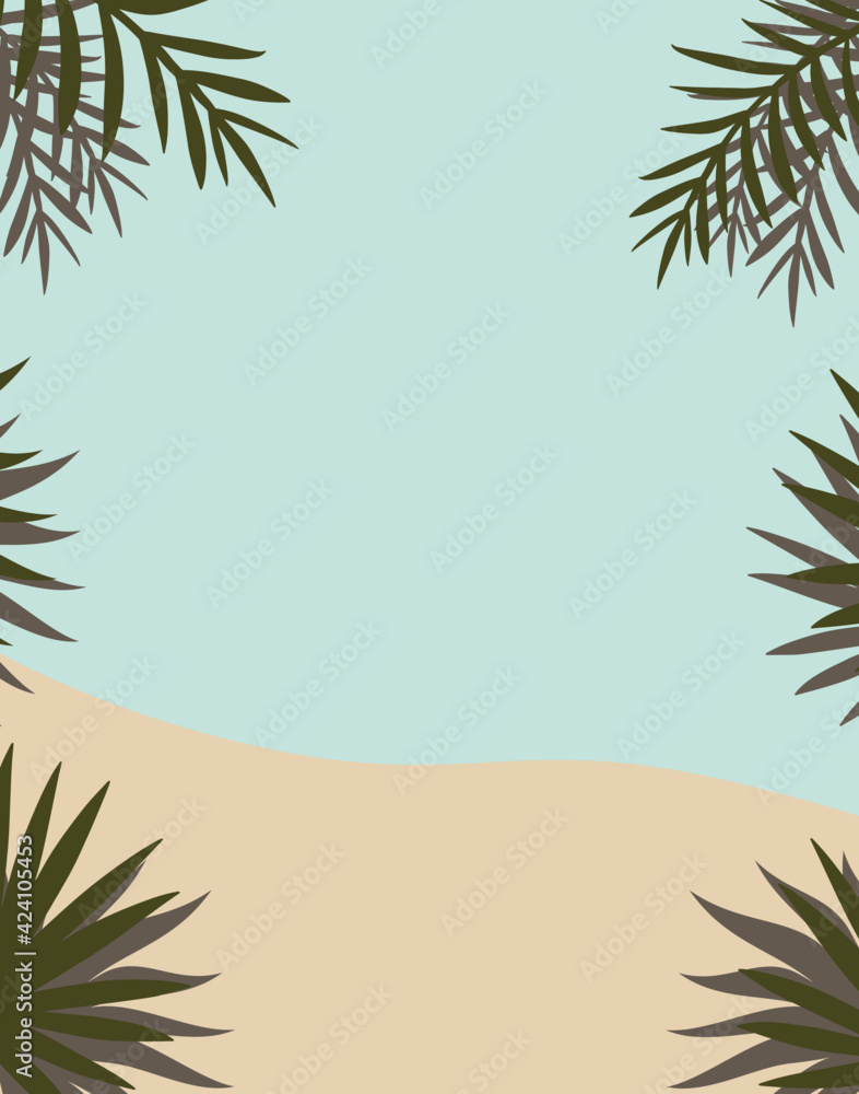 Vector illustration of trendy tropical palm leaves template, frame ...