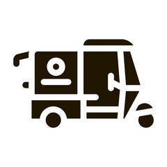 Sticker - tuk tuk food delivery glyph icon vector. tuk tuk food delivery sign. isolated symbol illustration