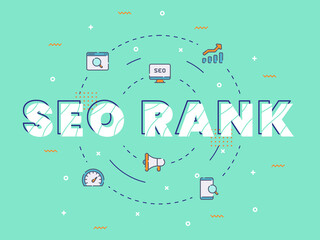 Wall Mural - seo rank typography with color outline style