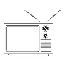 Line Television Vector Illustration,isolated On White Background