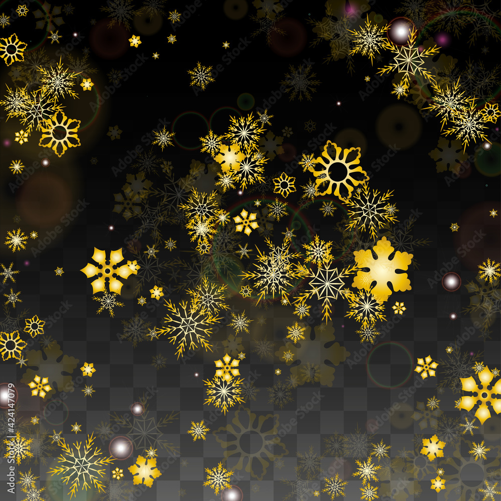 Christmas Vector Background with Gold Falling Snowflakes Isolated on ...