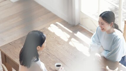 Poster - カフェでくつろぐ女性　俯瞰　スライダー撮影