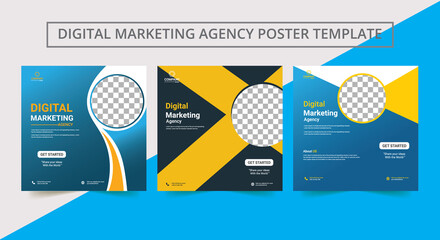 Social media template business agency for digital marketing. Creative business marketing banner, poster, flyer.