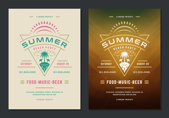 Wall Mural - Summer party poster or flyer retro design template.