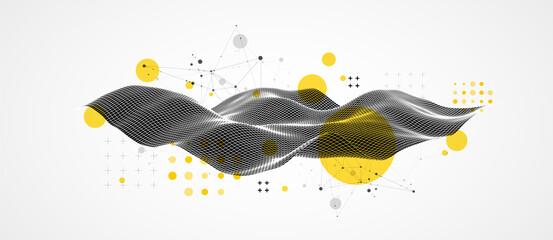 Wall Mural - the abstract wave is made in a frame style in a bright gradient color. template for science and tech