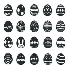 Wall Mural - set of black easter eggs vector